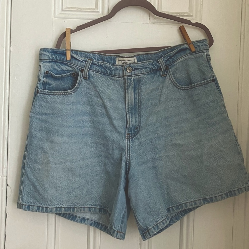 High rise denim shorts